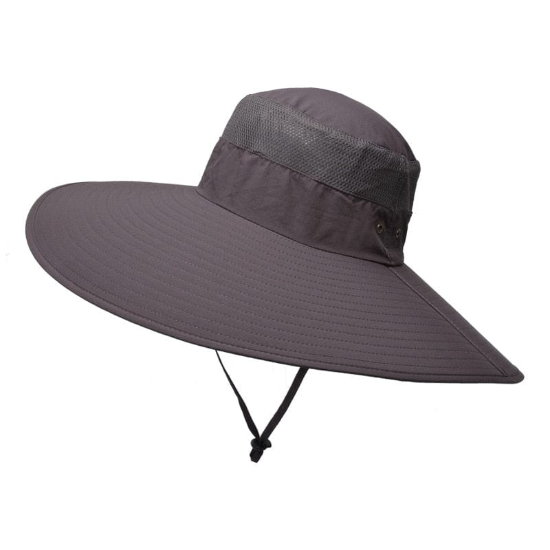 K114Panama Men's Hat Big Brim Bucket Hat Fashionable Outdoor Climbing Fishing Hat Sunscreen Mesh Breathable Cap Summer