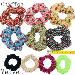 Scrunchies Set Hair Accessories Velvet Chiffon ties band Sequins organza Ponytail Holder Headwear No Crease Leopard Solid  10pcs