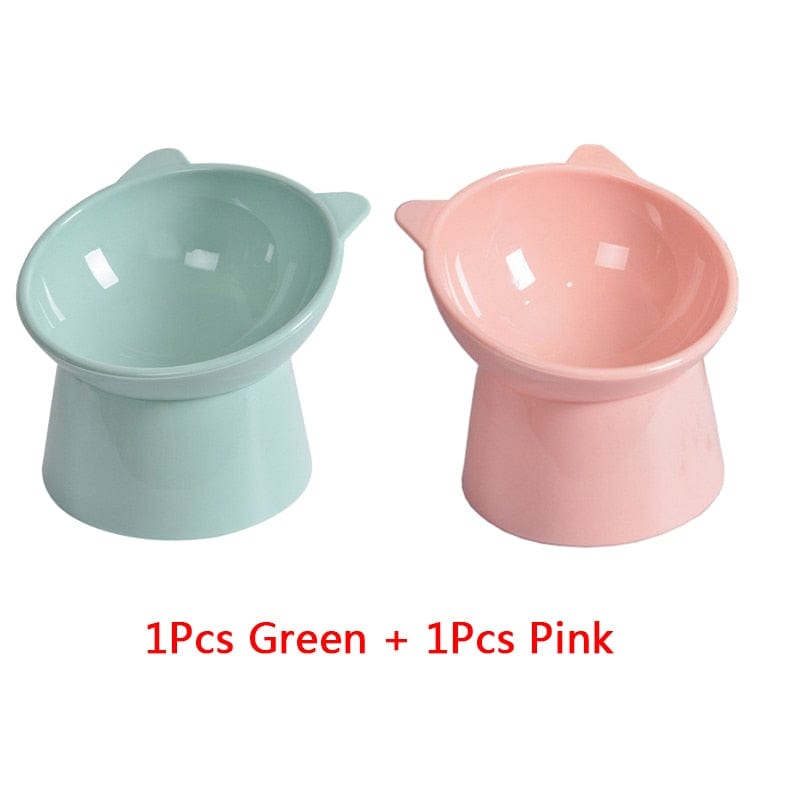 2Pcs/set Cat Bowl 45°Neck Protector High Foot Dog Bowl Cat Food Water Bowl Cute Binaural Pet Feeding Cup Feeder Bowls