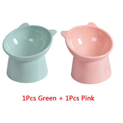 2Pcs/set Cat Bowl 45°Neck Protector High Foot Dog Bowl Cat Food Water Bowl Cute Binaural Pet Feeding Cup Feeder Bowls