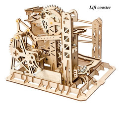 Robotime Rokr Marble Run Set 5 Kinds 3D Wooden Puzzle DIY Model Building Block Kits Assembly Toy Gift for Teens Adult Night City