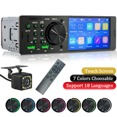 Car Radio Audio 1 din 4.1” Touch Screen Bluetooth Stereo Mp3/Mp5 Player FM Receiver With Colorful Lights Remote Control