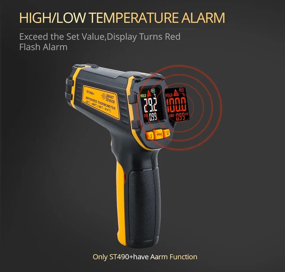 Digital Infrared Thermometer Laser Temperature Meter Non-contact Pyrometer Imager Hygrometer LCD Light Alarm