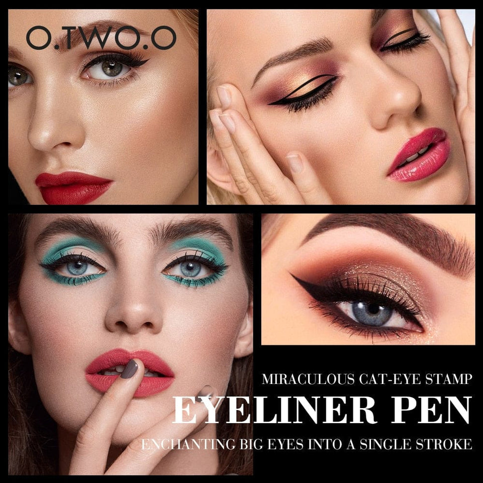 O.TWO.O Eyeliner Stamp Black Liquid Eyeliner Pen Waterproof Fast Dry Double-ended Eye Liner Pencil Make-up for Women Cosmetics