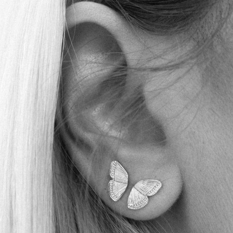 Original Half Of Butterfly Studs Earrings For Women 2021 Vintage Gold Tone Charming Earings Jewelry