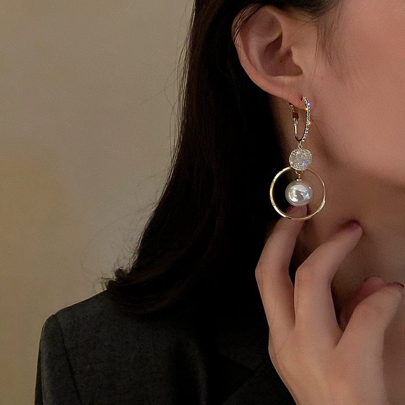 New Fashion Korean Imitation Pearl Drop Earrings for Women Butterfly Owl Zircon Oversized Earring Wedding Party Jewelry