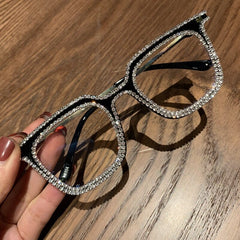 Myopia Hyperopia Women Sunglasses Vintage clear lens glasses ladies luxury rhinestone eyeglasses men optical Shades