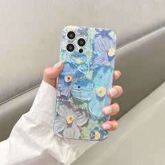 Luxury Fashion Retro Flowers Laser Phone Case For iPhone 14 Pro MAX 13 12 11 X XS XR 7 8 Plus SE 2020 Soft Shockproof Cover