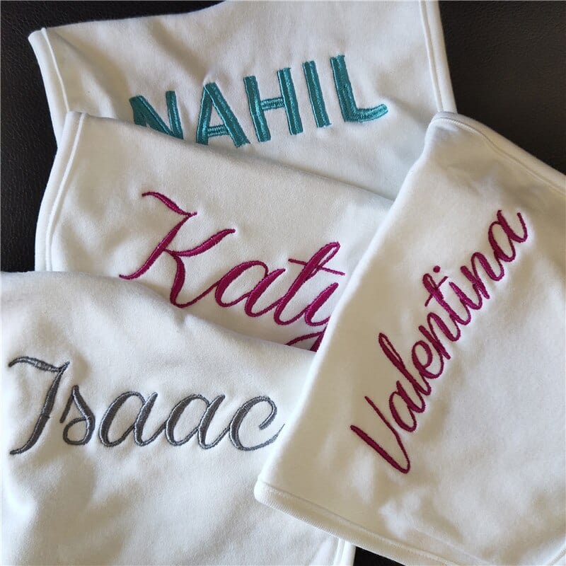 Name Personalised Baby bib 100% cotton White Plain Newborn Baby Saliva Funny Birthday Gift For Baby Anniversary shower gift