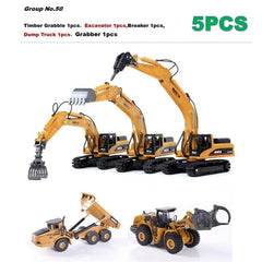 HUINA Alloy Diecast Excavator 1:50 Engineering Construction Model Bulldozer Metal Truck for Boys Birthday Gift Toy Cars