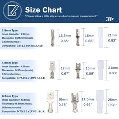 Wire Connector Male Female Box Insulated Cable Macho Connector 2.8/6.3mm Electrical Crimp Terminals Spade Connectors Assorted Kit