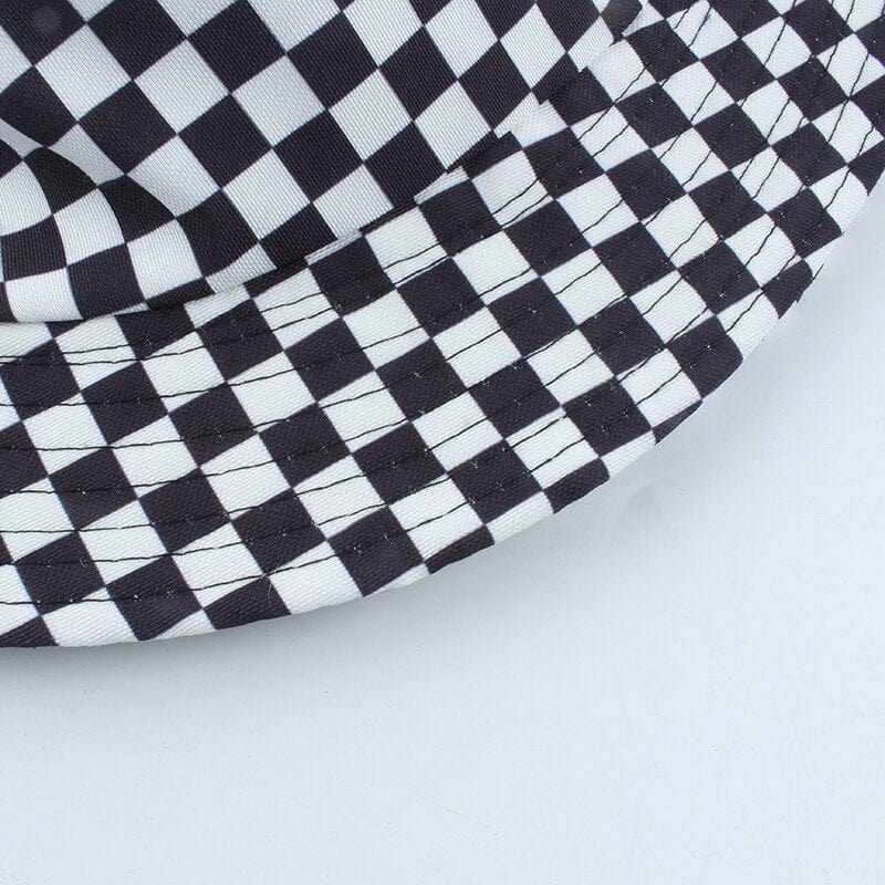 2023 New Brand Black White Plaid Check Bucket Hats Fishing Caps Women Mens Reversible Fisherman Hat