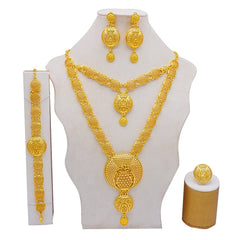 Dubai Jewelry Sets Gold Color Necklace & Earring Set For Women African France Wedding Party Jewelery Ethiopia Bridal Gifts