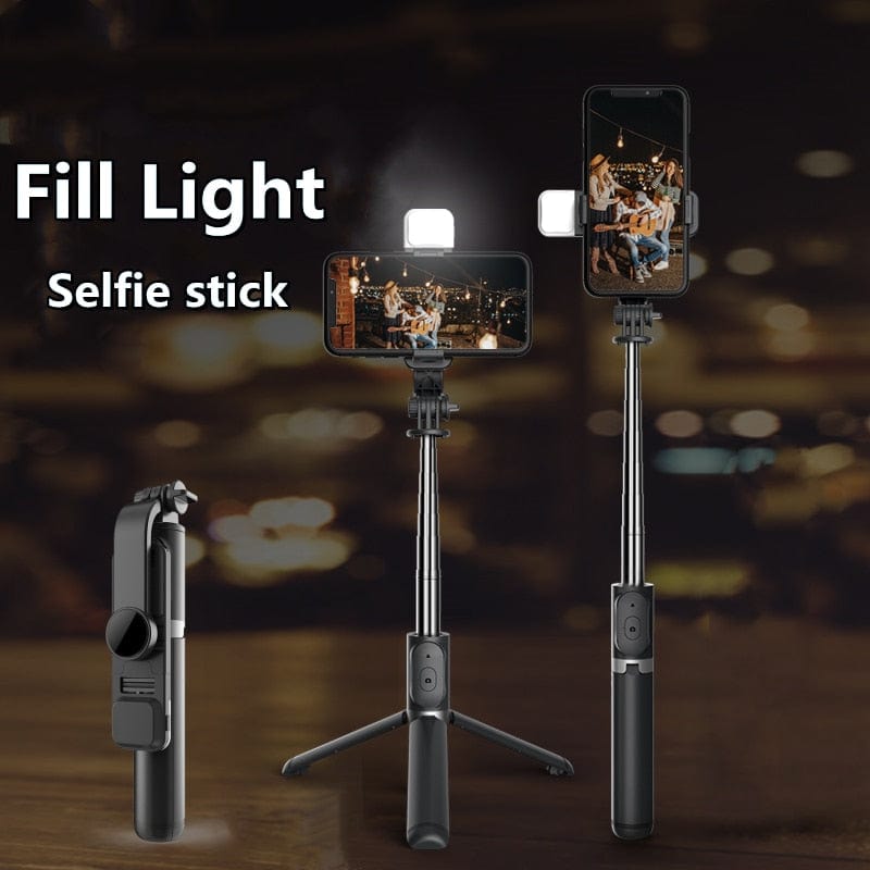 FANGTUOSI 2021 New Wireless selfie stick tripod Bluetooth Foldable Monopod With Led light remote shutter For iphone