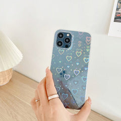 Fashion Gradient Laser Love Heart Pattern Clear Phone Case For iPhone 11 13 12 Pro Max X XS XR 7 8 Plus SE 2020 Shockproof Back