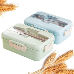 Lunch Box Food Container Bento Box Heated Lunchbox Kids Lunchbox Snack Straw Wheat Korean Sealed Student Plastic Box for Food - Wowza