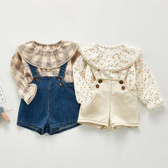 2023 Spring Autumn New Baby Overalls Boys Girls Denim Overalls Kids Jumpsuit Korean Fashion Children Denim Shorts