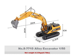 HUINA Alloy Diecast Excavator 1:50 Engineering Construction Model Bulldozer Metal Truck for Boys Birthday Gift Toy Cars