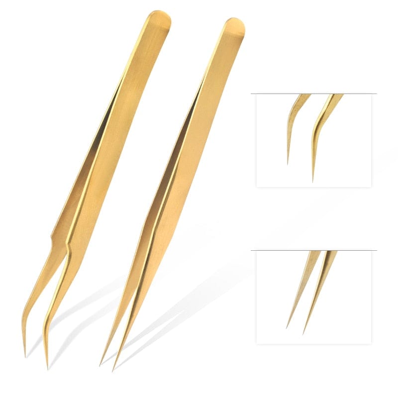 Qiao Excellent Quality Tweezers Bend+Straight New Stainless Steel Industrial Anti-static Cross Tweezers Sewing Accessories Tools