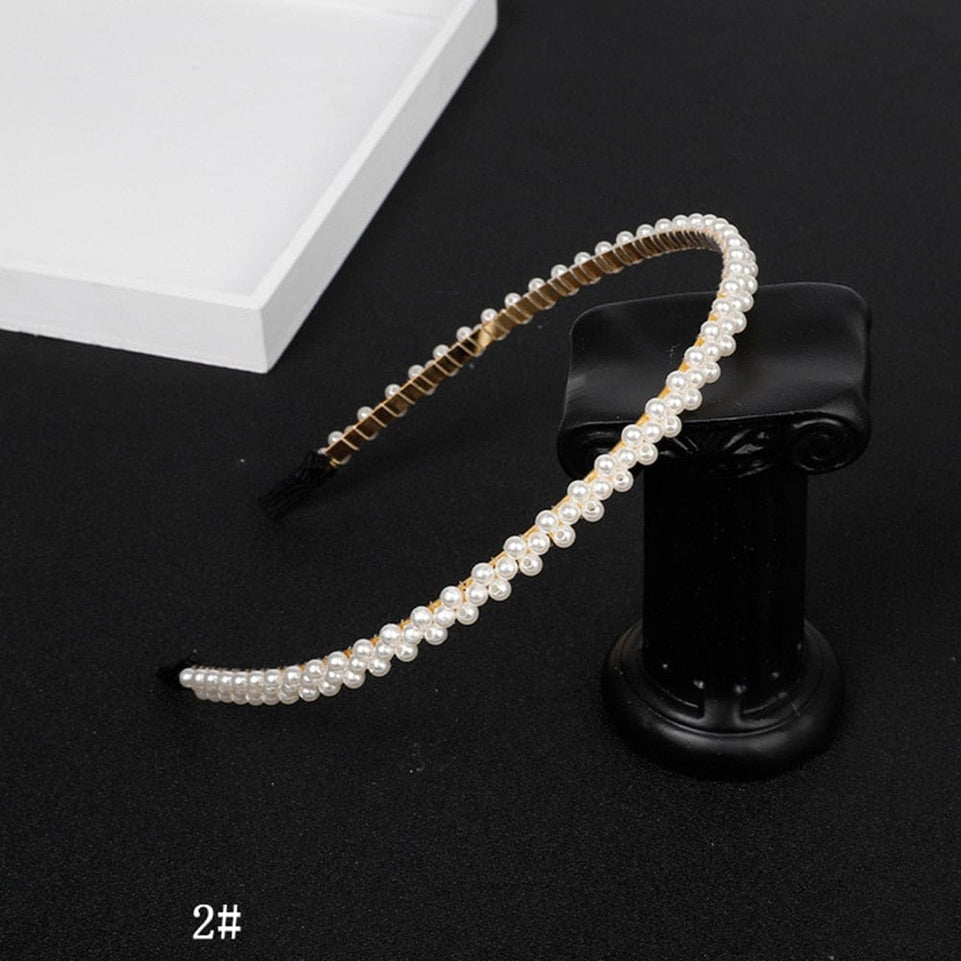 Girls Shiny Luxury Rhinestone Hair Band High Quality Diamond Pearls Hair Hoop Accessories for Women Crystal Headbands Ornaments