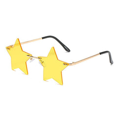 SO&EI Vintage Unique Star Shape Mirror Rimless Sunglasses Women Fashion Clear Ocean Lens Eyewear Men Trending Sun Glasses Shades