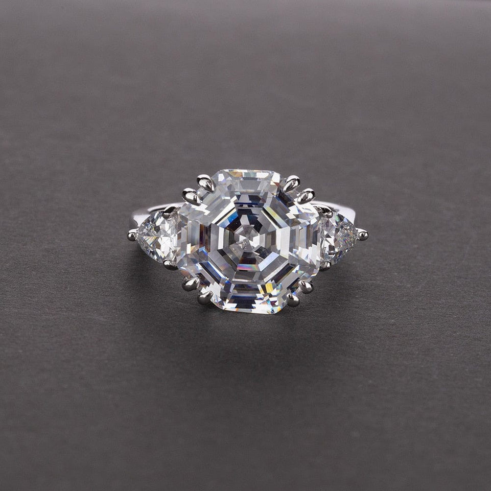 Wong Rain 100% 925 Sterling Silver Asscher Cut Lab Sapphire Citrine High Carbon Diamonds Gemstone Wedding Ring Jewelry