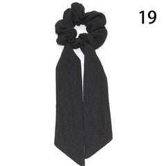 DIY Solid/Floral Print Bow Satin Long Ribbon Ponytail Scarf Hair Tie Scrunchies Women Girls Elastic Hair Bands Hair Accessories