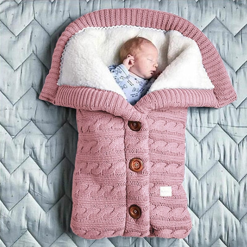 Autumn and Winter Stroller Baby Sleeping Bag Outdoor Button Baby Knitted Sleeping Bag Wool Brushed and Thick Baby's Blanket