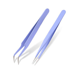 Qiao Excellent Quality Tweezers Bend+Straight New Stainless Steel Industrial Anti-static Cross Tweezers Sewing Accessories Tools