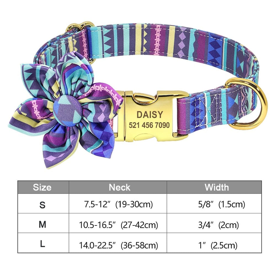 Fashion Printed Dog Collar Personalized Nylon Dog Collar Custom Pet Puppy Cat Collars Engraved ID Tag Collars Dog Accessories