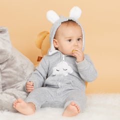 PatPat Winter Baby Adorable Cloud Hooded Baby Rompers for Baby Boys and Baby Girls Warm Unisex Baby Bodysuit Clothes