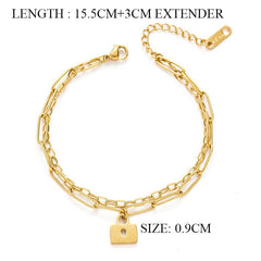 New Gold Plated Curb Cuban Chain Bracelets & Bangles For Women Stainless Steel Thick Link Chain Bracelets Fashion Jewelry