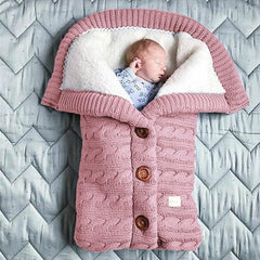 Newborn Baby Winter Warm Sleeping Bag Infant Button Knit Swaddle Wrap Swaddling Stroller Wrap Toddler Blanket baby Sleeping Bag