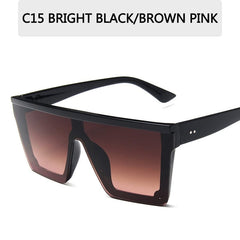 2025 Vintage Male Flat Top Sunglasses Men Brand Black Square Shades UV400 Gradient Sun Glasses For Women Cool One Piece Designer