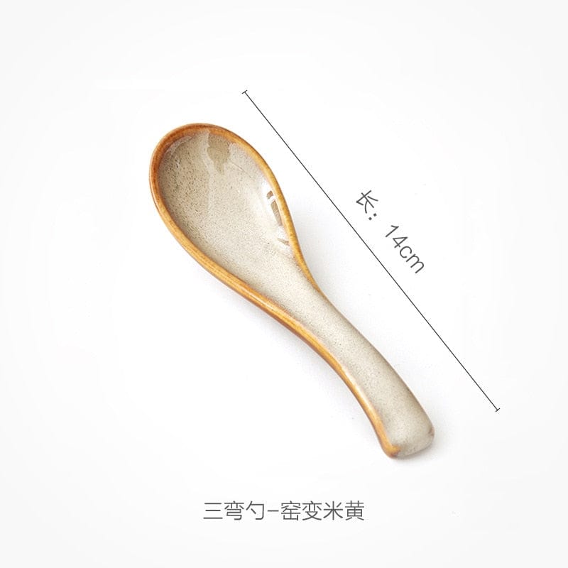 Japanese Tableware Kiln Rice Spoon Soup Spoon Porridge Spoon Household Creative Restaurant Spoons - Wowza