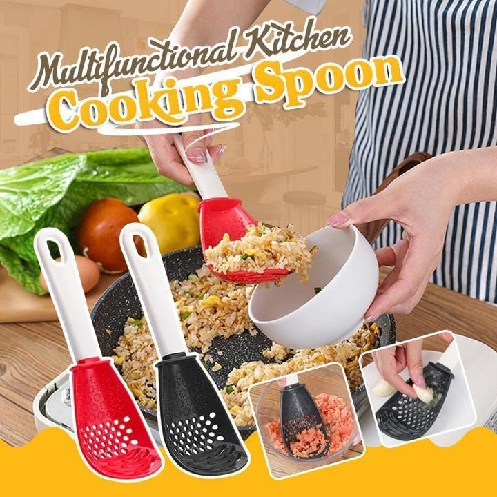Multifunctional Cooking Spoon Kitchen Strainer Scoop to Cut Garlic Hanging Hole Innovative Potato Garlic Press kitchen Accessory - Wowza