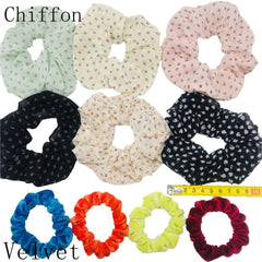 Scrunchies Set Hair Accessories Velvet Chiffon ties band Sequins organza Ponytail Holder Headwear No Crease Leopard Solid  10pcs