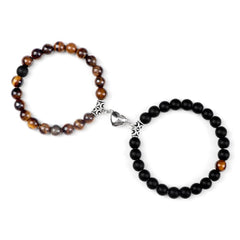 2pcs/set Natural Stone Beads Bracelet for Lovers Heart Magnet Attraction Couple Distance Bracelets Friends Jewelry Gift Bangles