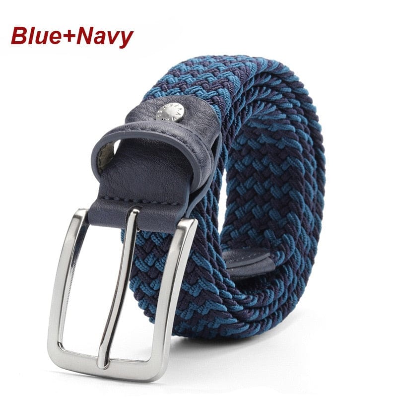 Belt Elastic For Men Leather Top Tip Male Military Tactical Strap Canvas Stretch Braided Waist Belts 1-3/8" Wide