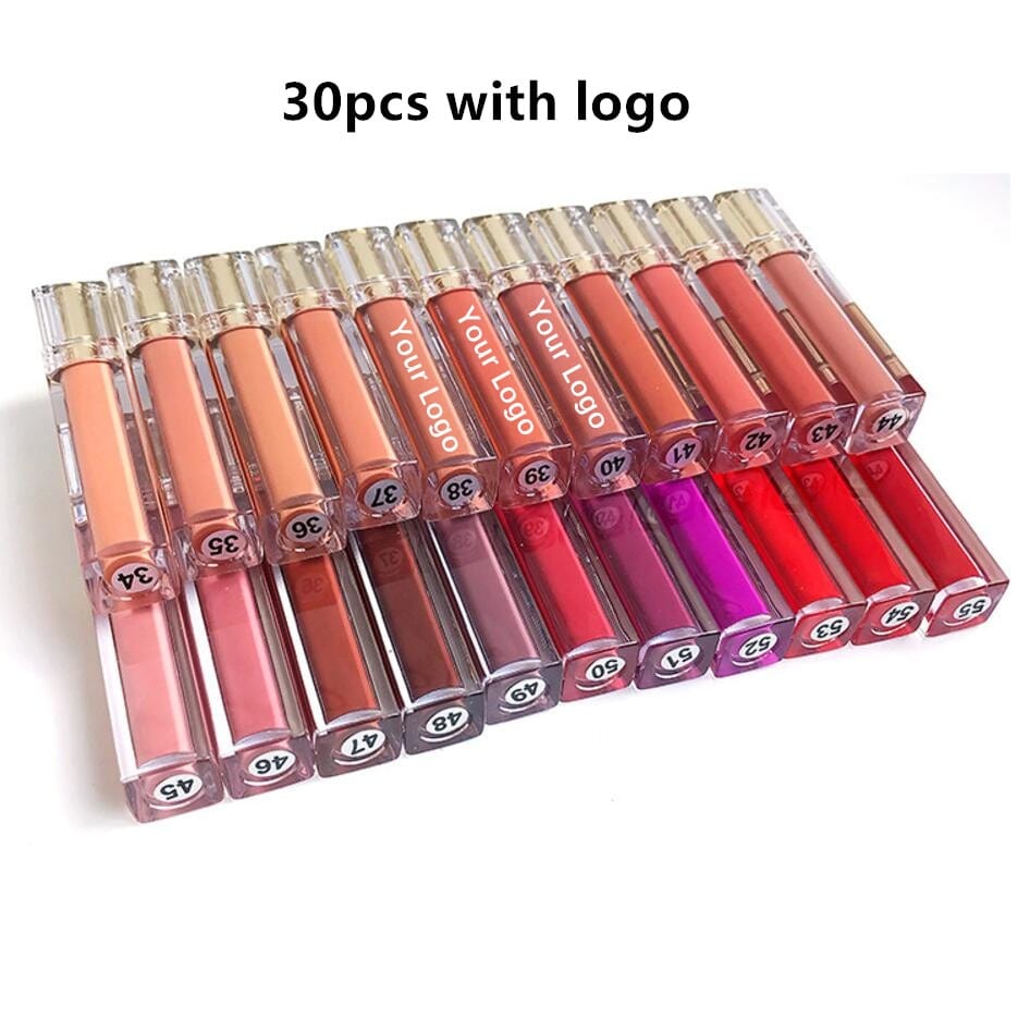 50pcs/lot Private Label Lipgloss  Moisturizing Shiny Glitter Glossy Makeup Lip Gloss Custom Liquid Lipstick Bulk