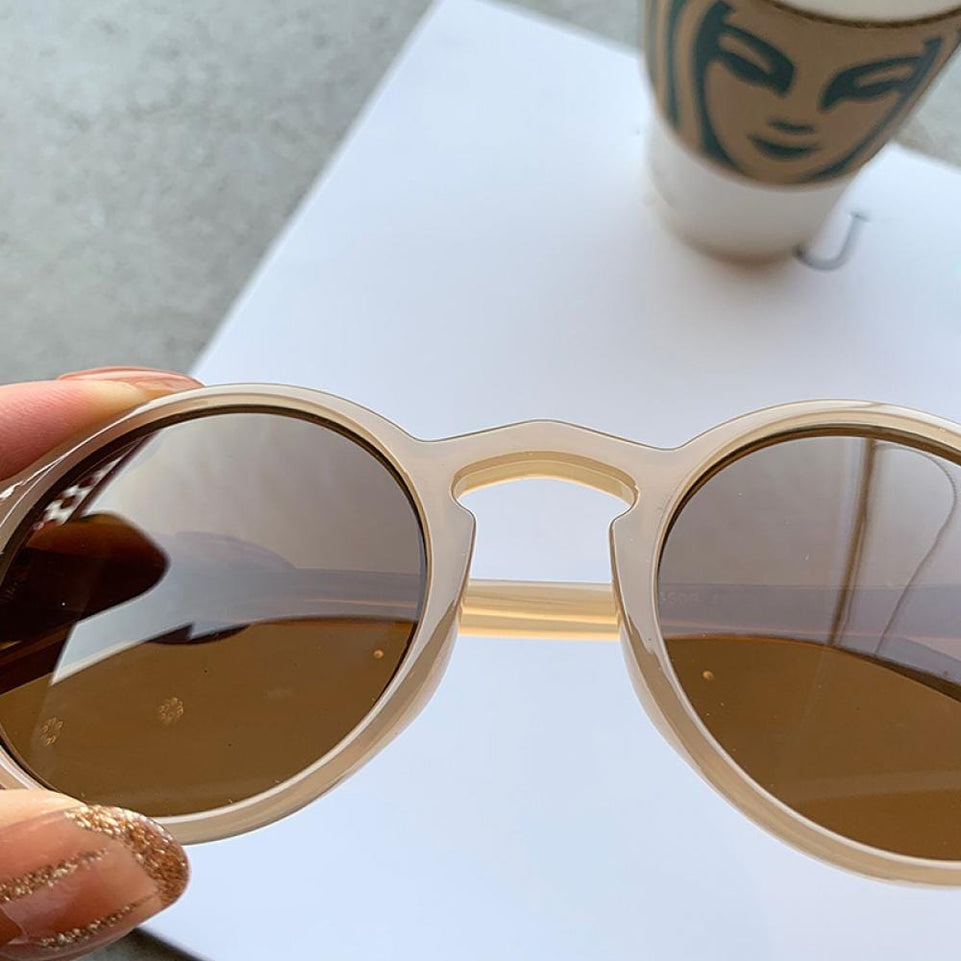 Retro Round Sunglasses Women Brand Designer Classic Vintage Small Frame Sun Glasses Ladies Black Driving Eyewear Korean Style