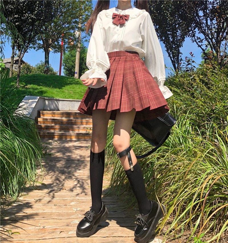 Long Sleeve White Shirt Teen Girls Women Spring Autumn Japanese Preppy Style Kawaii Frilly Peter Pan Collar Lolita Blouse Tops
