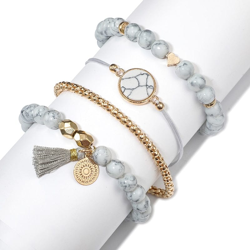 Tocona 30 Styles Bohemian Bracelet Set for women Shell Star Map Pineapple Heart Crystal Stone Beads chains Bangle Boho Jewelry