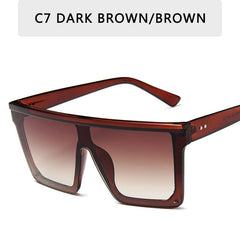 2025 Vintage Male Flat Top Sunglasses Men Brand Black Square Shades UV400 Gradient Sun Glasses For Women Cool One Piece Designer