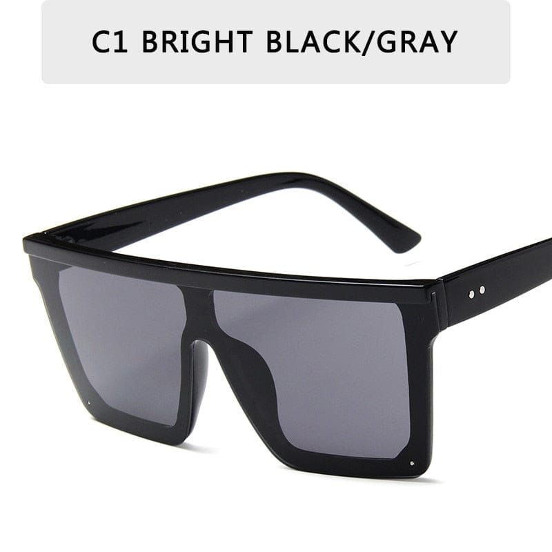 2025 Vintage Male Flat Top Sunglasses Men Brand Black Square Shades UV400 Gradient Sun Glasses For Women Cool One Piece Designer