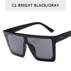 2025 Vintage Male Flat Top Sunglasses Men Brand Black Square Shades UV400 Gradient Sun Glasses For Women Cool One Piece Designer