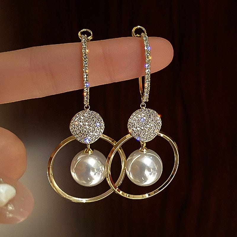 New Fashion Korean Imitation Pearl Drop Earrings for Women Butterfly Owl Zircon Oversized Earring Wedding Party Jewelry