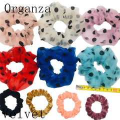 Scrunchies Set Hair Accessories Velvet Chiffon ties band Sequins organza Ponytail Holder Headwear No Crease Leopard Solid  10pcs