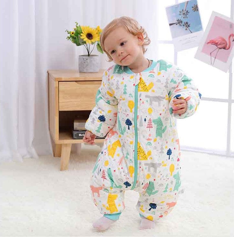 HappyFlute Baby 100% Cotton Sleeping Bag Long Sleeve Winter Cartoon Split Leg Baby Cloth Fit 0~6 Year Baby