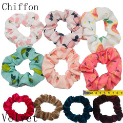 Scrunchies Set Hair Accessories Velvet Chiffon ties band Sequins organza Ponytail Holder Headwear No Crease Leopard Solid  10pcs